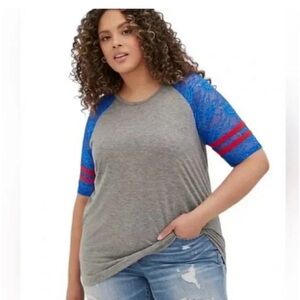Torrid Lace Sleeve Raglan Tee